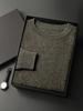 Suéter de cachemira ligero y lujoso para otoño e invierno, suéter de lana informal de negocios con cuello redondo y aguja de lingote engrosada de jacquard para hombre