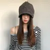 Chapéu de Pescador Preto Estilo Americano Vintage para Mulheres, Outono e Inverno, Circunferência da Cabeça Grande, Chapéu Solto que Afina o Rosto, Turbante Casual de Rua