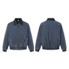 Jaqueta jeans boxy lavada com aspecto desgastado estilo rua retro americano Magic Bear com design desconstruído e gola esporte casaco workwear