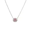Set de Collar y Aretes Flor de Cerezo Diamante Rosa Moda Femenina Pequeño Fresco Cadena Clavícula Flor Rosa Completa con Diamantes Aretes de Flor