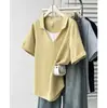 2026 Nova Moda Casual Elegante para Mulheres Plus Size Gola Lapela Falso Duas Peças Manga Curta Versátil Blusa Camiseta para Meninas Cheinhas 0254