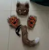 Suministro Transfronterizo Mascarilla Facial de Gato Mascarilla de Zorro Luminosa Estilo Japonés Hefeng Pintada a Mano Máscara de Baile de Halloween Femenina COS