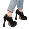Zapatos de Salón de Punta Impermeables con Plataforma y Tacón de Cuña Grueso Versátiles de Corte Profundo para Mujer, Nuevos Zapatos de Tacón Alto para Mujer para Primavera y Otoño 2026