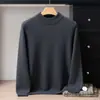 Cashmere com toque de bebê ~ Suéter de cashmere 100% puro, espessado de dupla camada, para homens, gola alta discreta, pulôver casual de negócios