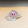 Anillo de Plata de Ley S925 con Diamante en Polvo para Mujer, Simple, de Moda, Forma de Huevo de Paloma Rosa, Anillo de Diamante Completo, Anillo de Zirconia