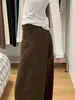 Jeans retro de pierna ancha en color marrón estilo francés para mujer, colección otoño/invierno 2026, forrados de felpa, tiro alto estilo americano, pantalones holgados de pierna recta, A14009