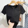 Playera de Manga Corta con Estampado Hot Drilling de Industria Pesada para Mujer 2025 Nueva Básica Cuello Redondo Combinable Camiseta Slim-fit para Mujer Top de Primavera