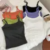 Camisola estilo americano para mujer, nueva colección primavera/verano, con un toque de alta gama, incluye copas en el busto, corte ajustado y tirantes ajustables.