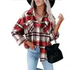 Comércio Exterior Europeu e Americano Transfronteiriço Feminino Outono e Inverno 2023 Novo Amazon Camisa Xadrez Jaqueta de Lã Flanela com Botão