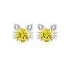 Pendientes de botón de plata S925 imitación de gato con diamantes, pequeños, exquisitos y lindos, con piedras de moissanita de imitación, superventas en transmisiones en vivo de Xiaohongshu