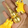 Pingente de Cabaça de Cobre com Nó Chinês Auspicioso para Decoração de Porta, Cabacinha Oca para Boa Sorte e Prosperidade, Ornamento de Porta de Quarto