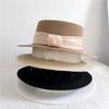 Ins Elegante Elegante Chapéu de Palha de Fita Larga Chapéu de Aba Larga Feminino Estilo Coreano Moda Chapéu de Copa Reta Verão Proteção Solar Chapéu de Praia