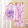 Pijama infantil al por mayor de primavera y otoño del Sudeste Asiático para niños y niñas, bebé de manga larga para el hogar, conjunto de ropa fina de verano para aire acondicionado