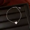 Conjunto de Joias Femininas Vintage Usado, Brincos, Colar e Pulseira com Zircônia Azul em Formato de Coração, Moda Feminina Joias de Luxo Leve de Alta Qualidade