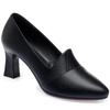 Sapatos de mãe de meia-idade, sapatos femininos de primavera e outono, sapatos de camada única, 2021, novos sapatos de verão de couro macio de salto alto, sapatos de couro femininos de salto médio