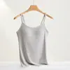 Camisola de Algodón Texturizado de Canalé de Alta Elasticidad Ajustada al Cuerpo con Cuello Redondo y Copas Fijas Integradas, Camiseta sin Mangas Transpirable