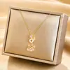 Nuevo producto transfronterizo: Cadena de clavícula elegante y versátil de lujo ligero con incrustaciones de microdiamantes, collar de acero de titanio, accesorio de joyería que no se decolora