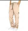 Pantalones casuales deportivos transfronterizos tobillo atado diseño personalizado multibolsillos encaje Verde Militar overol holgado para hombre
