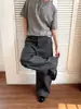 Pantalones Casuales Largos de Pierna Ancha, Gris, Corte Curvo, Estilo Americano, Delgados, Holgados, Diseño de Verano, Cleanfit para Hombre