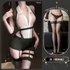Lencería Sexy con Escote Profundo en V, Falda Ajustada a la Cadera, Atractiva y Seductora, Estilo de Azafata Atrevida, No Necesita Quitarse, Atuendo Qqny
