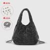 Bolsa Feminina Formato Colete Cravejada com Diamantes Nova Moda Verão 2026 Bolsa de Festa Prata Formato Balde Cravejada com Diamantes Lionling Malas Atacado