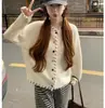 Nuevo cárdigan de punto de color para otoño e invierno, de un solo botón, con cuello redondo y diseño holgado y suave para mujer.