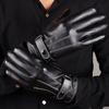 Luvas de ciclismo de inverno de couro quentes de veludo femininas tela sensível ao toque masculinas luvas de inverno para motocicleta espessas à prova de vento estilo coreano