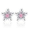 S925 Brincos de Flor de Pêssego de Prata Esterlina Estilo Coreano Estilo Fresco Brincos de Diamante Flores Design Doce Brincos Grátis de Verão