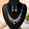 Colar Brilhante de Diamantes Completos e Brincos Joias de Casamento Nupcial Moda Corrente Garra Conjunto Vestido de Banquete de Recém-Casados Fabricante Atacado