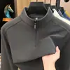 Camiseta Térmica Catiônica DeRong 300g Masculina Outono 2026 Nova Zíper Gola Alta Casual Quente Moletom Masculino