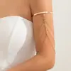 Pulsera de moda sexy transfronteriza europea y americana con múltiples capas de borlas e incrustaciones de perlas blancas anti-perla cadena para el brazo