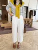 ¡100% algodón! Pantalones de algodón lavado tipo zanahoria con hebilla ajustable lateral, 26 otoño cintura alta holgados adelgazantes color liso casuales