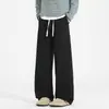 Soporta personalización de logo para pantalones de trabajo de algodón puro para hombre, pantalones deportivos de pierna recta y ancha para otoño, pantalones casuales para hombre