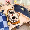 Juego de ropa de cama de cuatro piezas de coral de leche de grado A, funda de edredón de invierno con forro polar, juego de cuatro piezas de franela engrosada tamaño individual/king