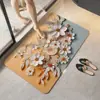 Tapete de Chão para Banheiro Floral Tridimensional, Tapete Antiderrapante para Porta de Banheiro, Tapete Absorvente Fácil de Cuidar, Lama de Diatomáceas Venda Quente Transfronteiriça