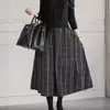 Pedido original de comercio exterior Seis colores en stock 2023 Otoño e Invierno Japonés y Coreano Vestido de Lana Largo de Base Vestido de Patchwork