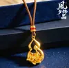 Pingente de Cabacinha Escavada Flor de Lótus Paz, Conjunto de Caixa de Presente Colar Estilo Chinês de Luxo Leve, Colar de Cabacinha