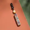 Etiqueta de Madeira Pintada à Mão Artística com Design de Incenso de Sândalo, Chaveiro, Pingente de Etiqueta em Branco de Jacarandá