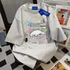 Algodão 100% Puro Doce e Fresco Unissex Solta Emagrecimento Estilo College Verão Pesada Gola Redonda Manga Curta Camiseta Tops para Casal