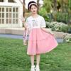 Vestido de Verão Fofo de Desenho Animado Doce para Menina Moda Infantil Estilo Coreano Vestido de Verão Vestido Princesa de Manga Curta para Menina para o Verão