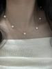 Collar de Perlas Redondas de Agua Dulce Naturales de Luz Fuerte Básica Impecables por Todas Partes Cielo Estrellado Cadena Clavícula Plata Esterlina S925 para Mujer Pequeño Fresco