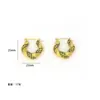 Pendientes Franceses Ins Nueva Moda Combinables Acero Inoxidable Chapado en Oro de 18k Incrustados con Zircón Cuadrado Verde Pendientes en Forma de Aro