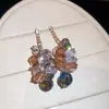 Brincos de Franja Flor de Vidro Irregular Agulha de Prata, Brincos Personalizados Exagerados Elegantes, Brincos de Moda Versáteis de Nicho para Mulheres