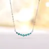 Colar sorriso em prata de lei s925 para mulheres, corrente para clavícula na cor Paraíba, moda de luxo leve, corrente para pescoço de cor fresca atacado