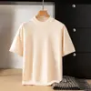 Nuevo suéter de punto de manga corta de color liso, cuello medio alto, de punto, para hombre, de otoño e invierno, estilo casual holgado, camisa base de talla grande