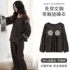 Pijama de Algodón Puro Nuevo Otoño 2025 para Mujer Mangas Largas y Pantalones con Almohadillas en el Pecho Ropa de Casa Traje Casual Juvenil