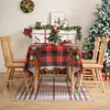 Nova toalha de mesa de Natal transfronteiriça, toalha de mesa xadrez estilo americano, toalha de mesa pronta, decoração de Natal, jogo americano estampado para feriado