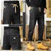 Jeans Versátil Masculino 2026 Novo Cordão Cintura Elástica Stretch Solto Reto Calça Casual Masculina Calça Longa Masculina