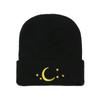 Gorro de lana a juego, estilo europeo y americano, gorro de copa con bordado de estrellas y lunas, gorro de punto para hombre y mujer.