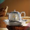 Juego de té plateado, una tetera de dos tazas, juego de té de kung fu chino Dunhuang, tetera de plata, taza de té, regalo de mano de alta calidad.